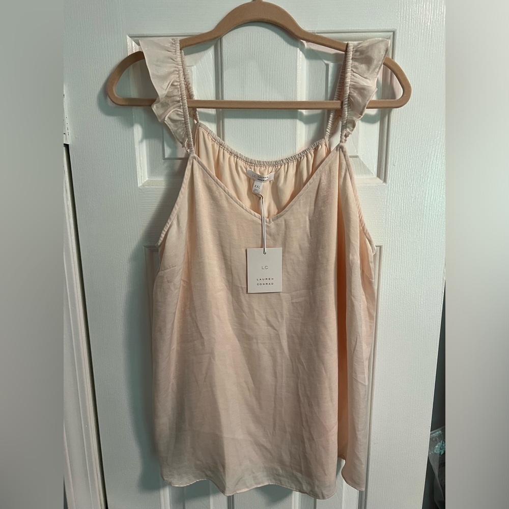 LC Lauren Conrad Blush Ruffle Strap tank top blouse